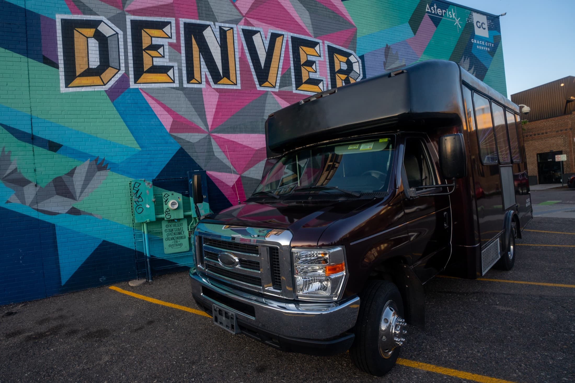 Prestige Transit charter bus in Denver, Colorado
